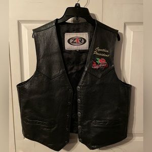 women’s motorcycle group president’s leather vest